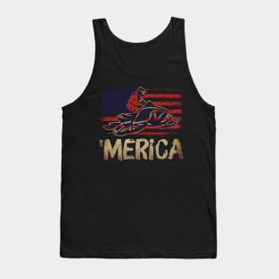 American Flag Snowmobile Winter Snowmobiling Tank Top